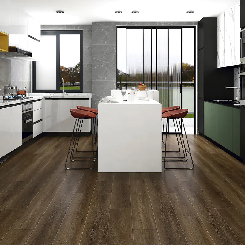 Self-adhesive PVC flooring installed in a kitchen
